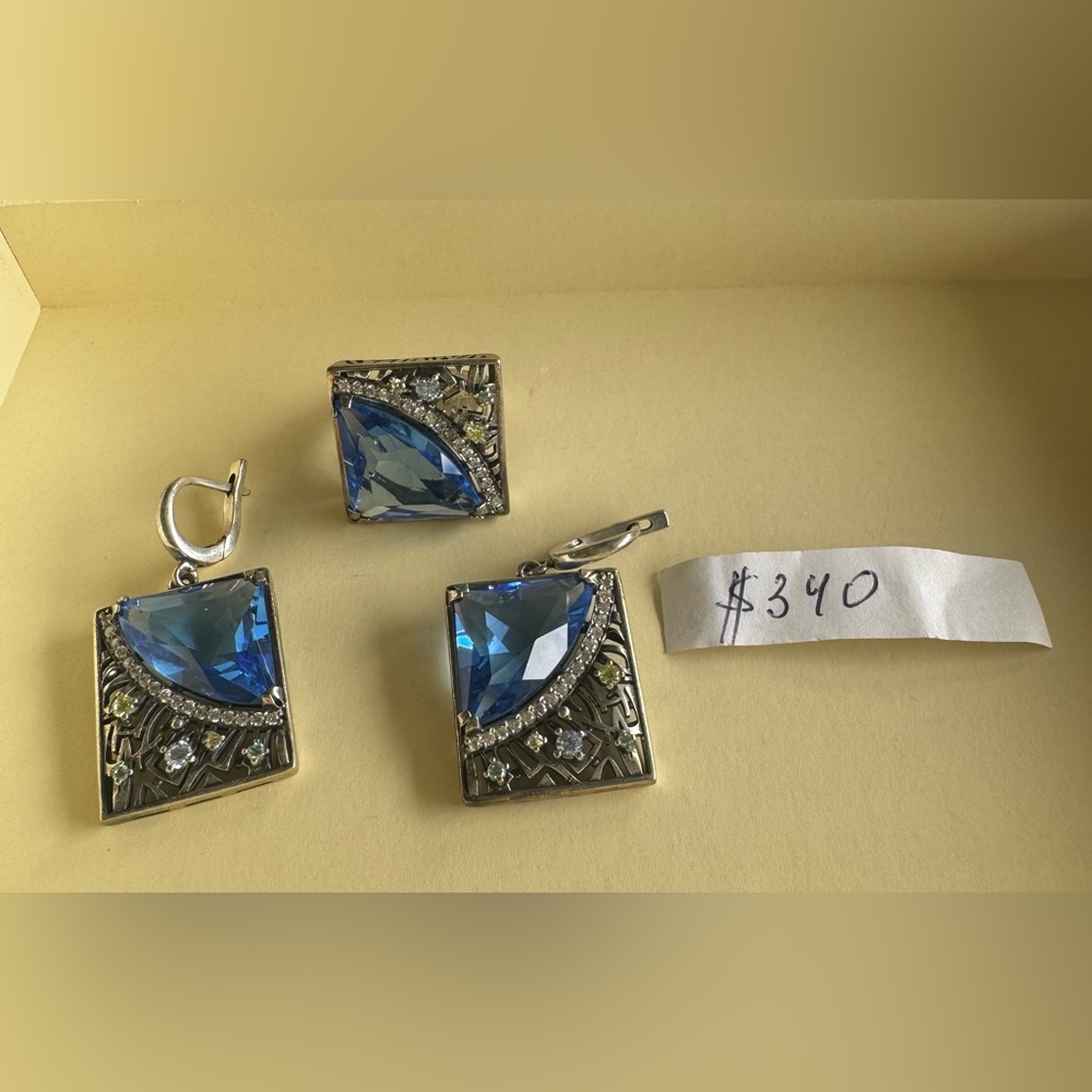 Elegant Blue and Silver Earrings